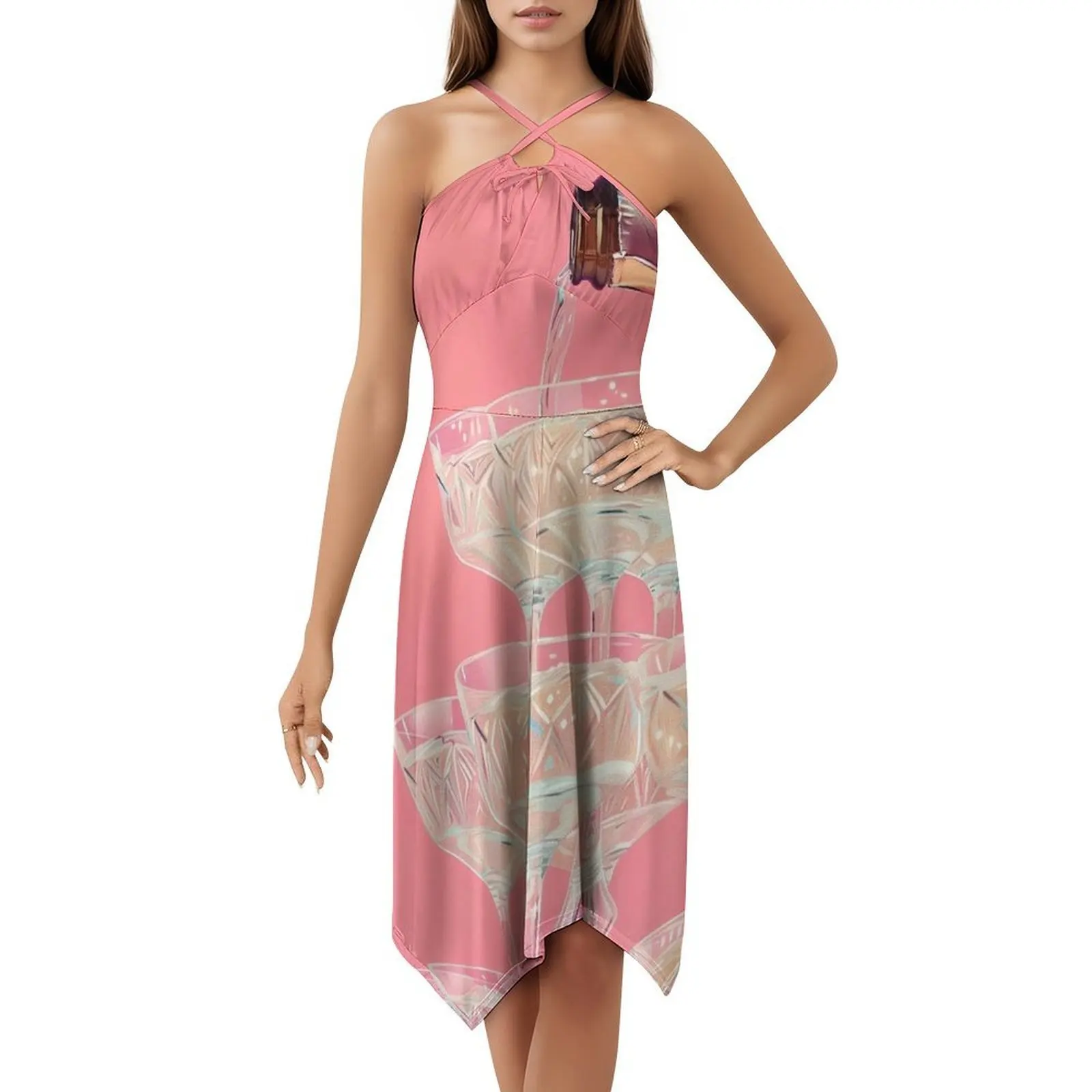 Apenas uma menina feminina streetwear vestido de festa na moda impressão clube roupas para feminino torre champanhe vidro vestidos das mulheres