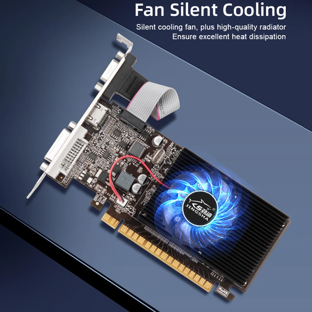 GT610 Graphics Card 810MHZ DDR3 1GB Display Card HD VGA DVI Interface Replacement Accessories for Computer Desktop Game