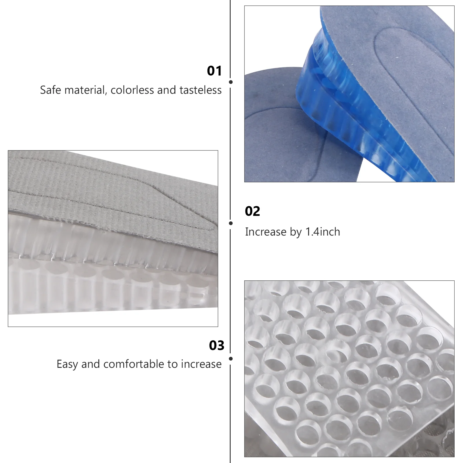 

Heightening Insoles 4 Pairs Absorption Invisible Sports Durable Practical Long Lasting Shoe Pads Sneaker Boot Fit Most Style