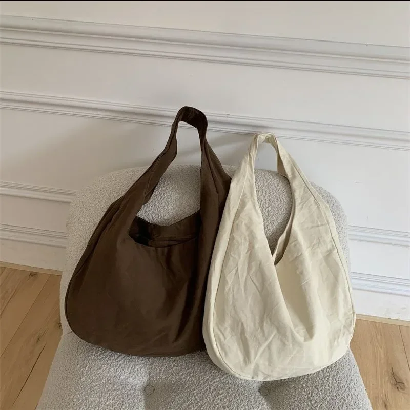 Sac à Bandoulière Hobos à la Mode, Enveloppé avec une Toile de Nylon Teinté, de Grande Capacité, Nouveau