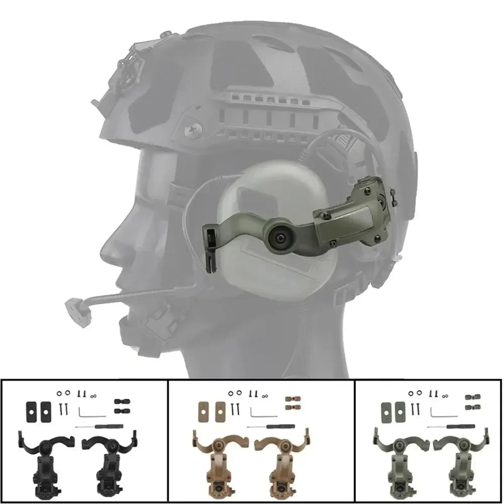 Tactical Bracket Noise Cancelling Headset Rail Mount Bracket 360° Rotation Headset Helmet Guide Adapter Fit for OPS Core ARC