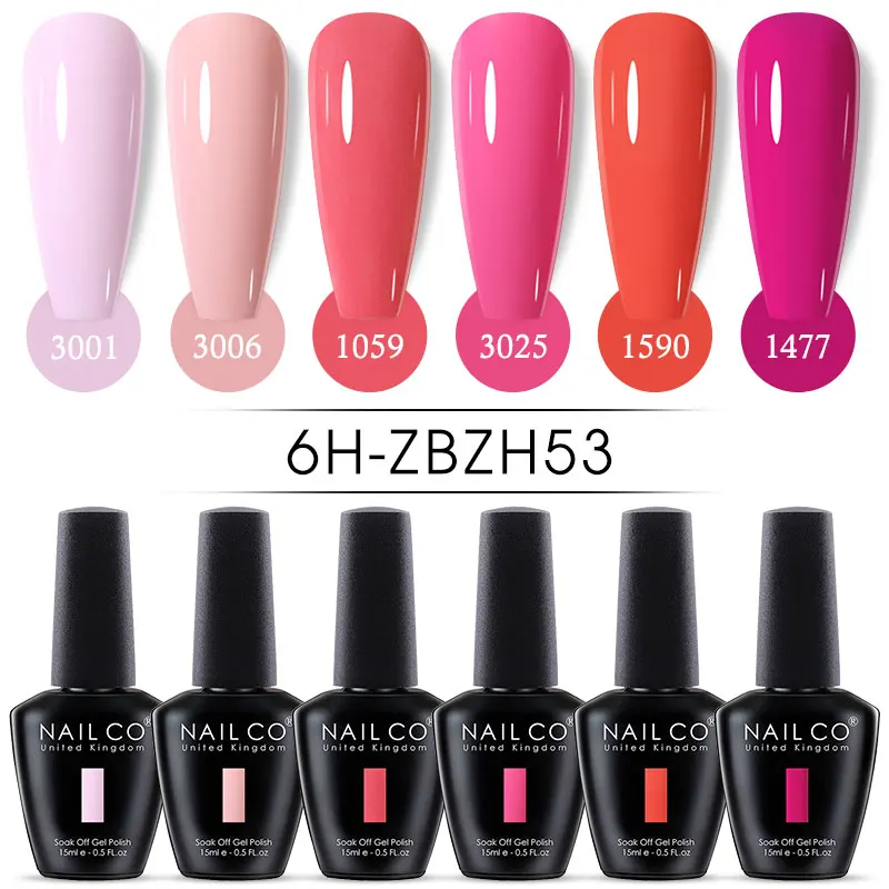 ชุดยาทาเล็บ NAILCO 6 สี ซีรีส์สีเขียวกลิตเตอร์ เจลกึ่งถาวร แบบไฮบริด ชุดทำเล็บแบบแช่ล้างออกได้ ใช้กับหลอดไฟยูวีและแอลอีดี สำหรับตกแต่งเล็บ พร้อมเบสโค้ทและท็อปโค้ท