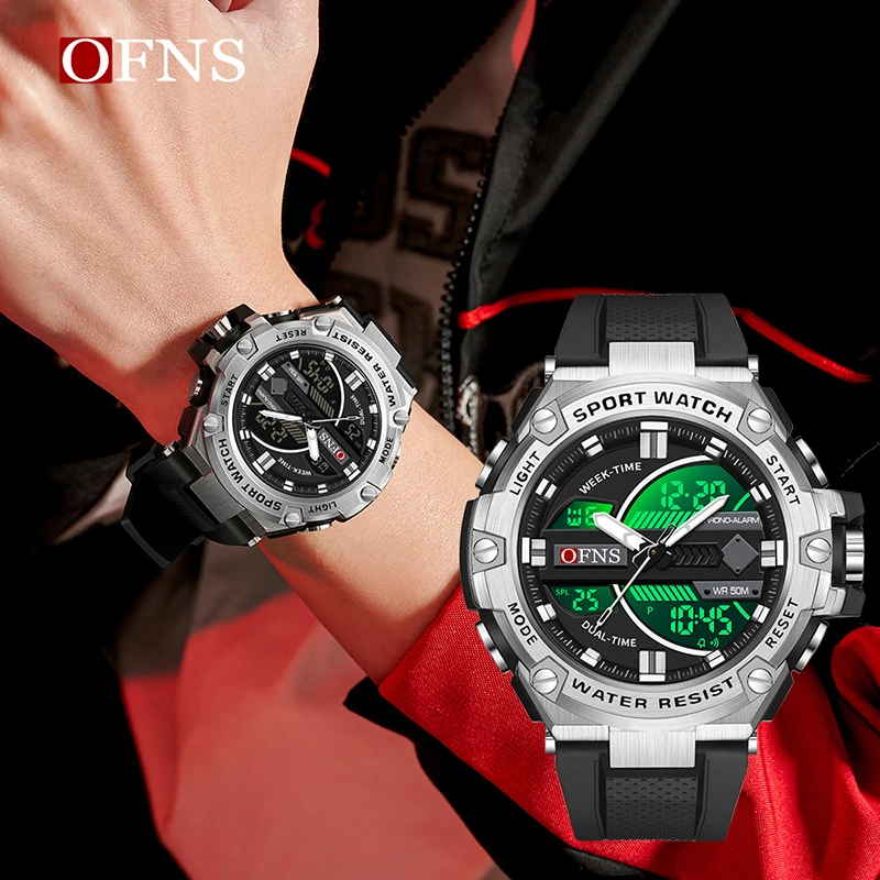 OFNS Top Brand Luxury G Style Design LED Digital Watches Men Alarm Military Waterproof Outdoor Sports Chronograph Quartz Watch