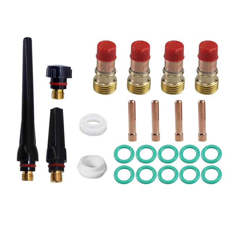 

ABAH-30Pcs TIG Welding Torch Accessories Parts Stubby Gas Lens 4 -12 Glass Cup Kit For WP-17/18/26 Torch Welding& Soldering