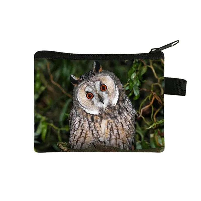 Cute Bird Owl Parrot Print Coin Purses Boys Girls Card Keys Money Holder Bags Women Fashion Lipstick Storage Bags Wallet Gift