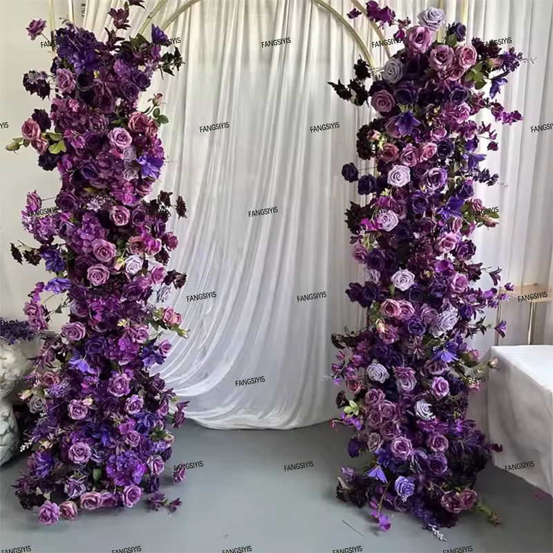 5D Deep purple Rose Flowers Row Wedding Backdrop Arch KT Board Decor Floral Arrangement Sofa Table Runner Banquet Event Props