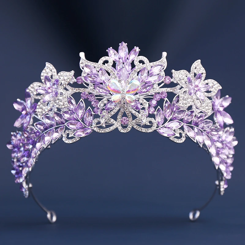 Blue Crystal Crown Rhinestone Butterfly Tiara Crowns for Women Bridal Wedding Pageant Birthday Party  Hair Accessories