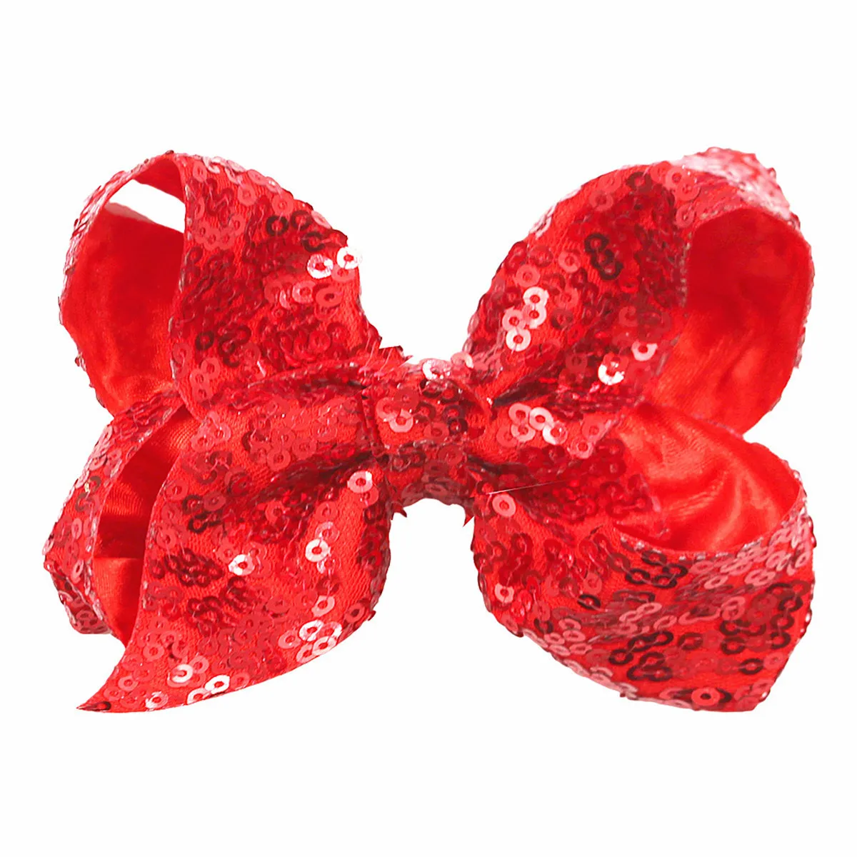 4 INCH Red Hair Bow With Clip Solid Sequin Bowknot Accessories Hair Clip For Girls Barrettes Hairpin Fashion Jewelry Gift