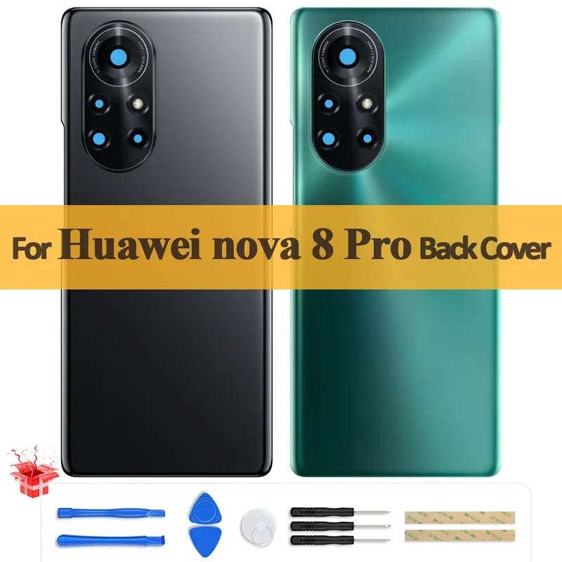 

Задняя крышка для Huawei Nova 8 Pro крышка аккумулятора стеклянная задняя крышка корпуса с объективом камеры