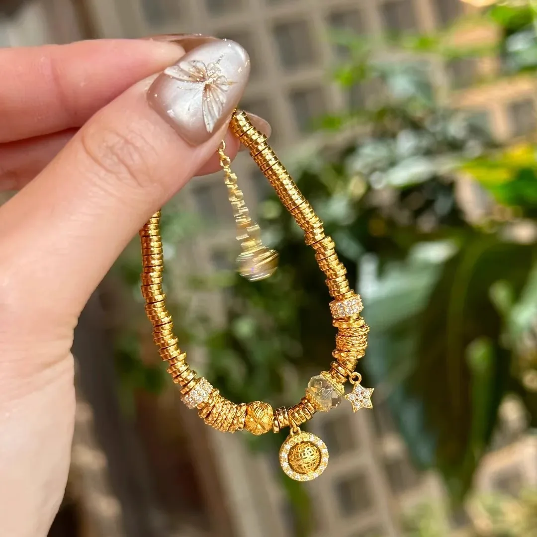 

Золотой магазин, 24-каратный браслет из настоящего золота со звездным колесом для женщин, au9999, чистое золото, ретро, изысканные элитные ручные украшения