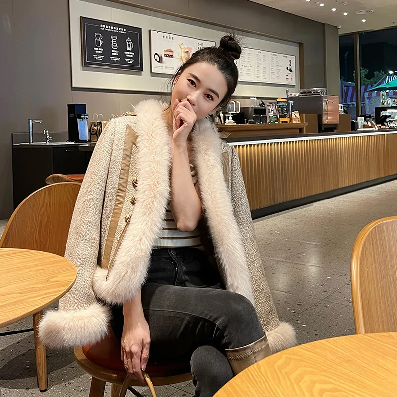 Women Elegant Thick Faux Fur Jacket Colorblock Autumn Winter Maxi Coat Long Warm Luxury Belt Fur Parkas Bontjas Furry Outerwear