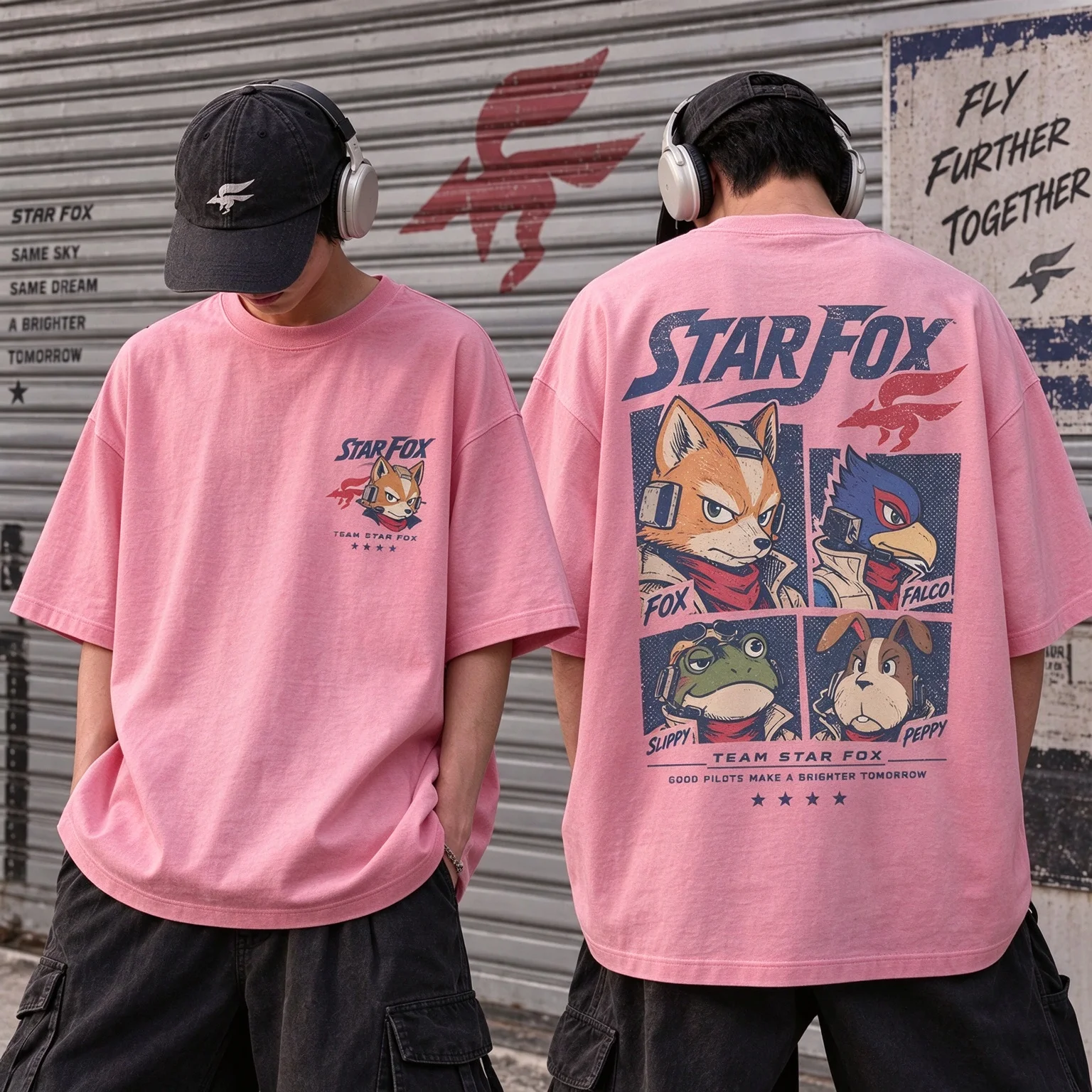 Nintendo Star Fox Space Pilot Vintage Tee Retro Graphic Print Oversized Short Sleeve Men's Women's Edgy Cool Streetwear Top