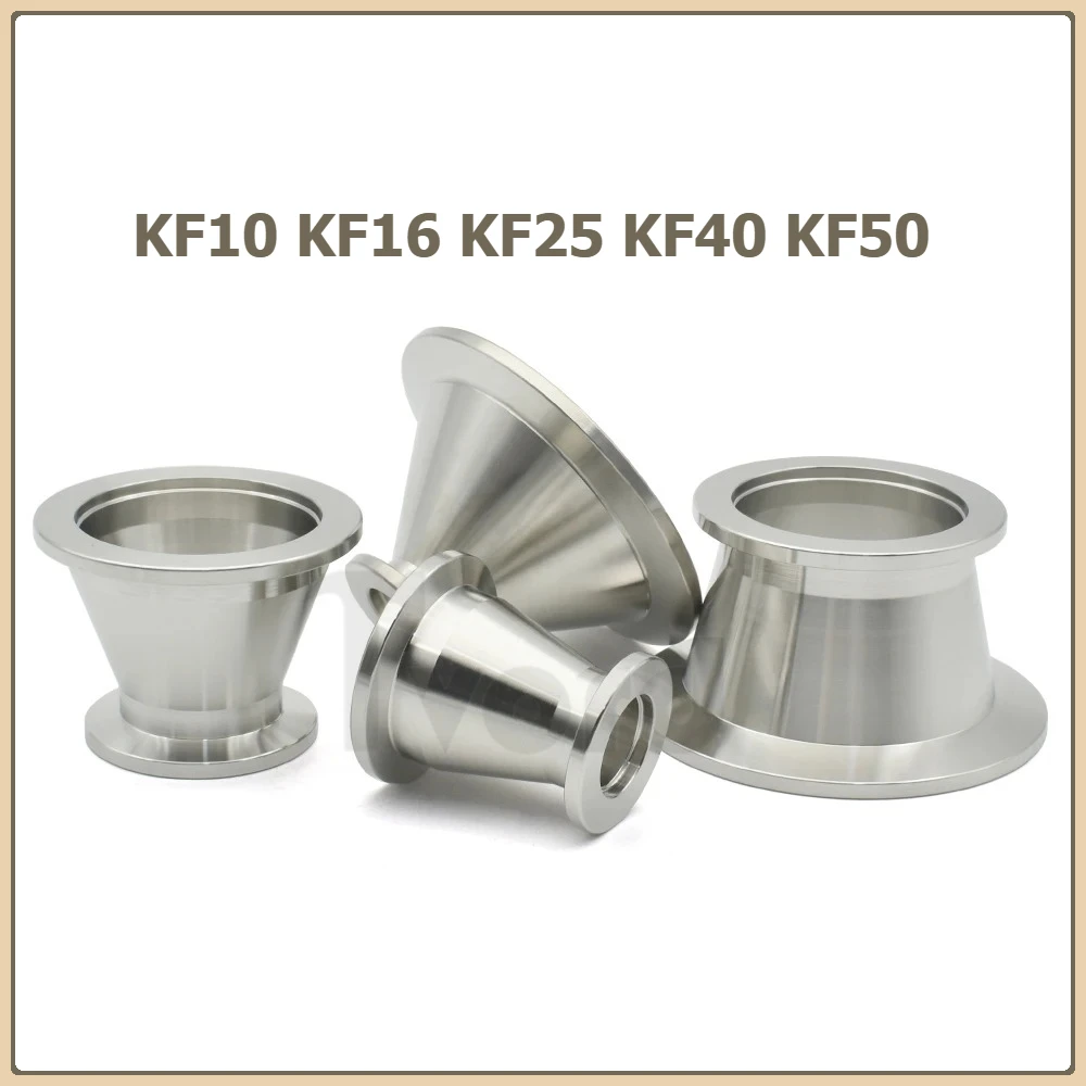 

KF10 KF16 KF25 KF40 KF50 Vacuum Tapered Reducer Three Clip Flange Joint 304 Stainless Steel KF Vacuum Pipe Fittings