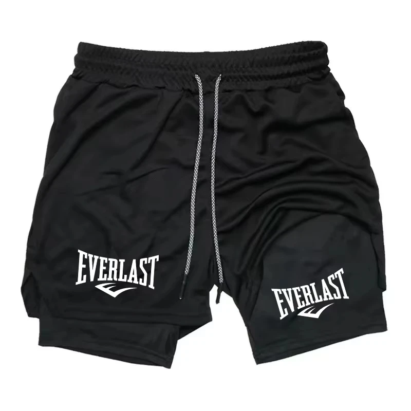 Image of Herren Kompressions-Sportshorts Everlast Bedruckte Sporthose Doppellagige Schnelltrocknende Basketball-Strand-Fitness-Hose mit Tasche