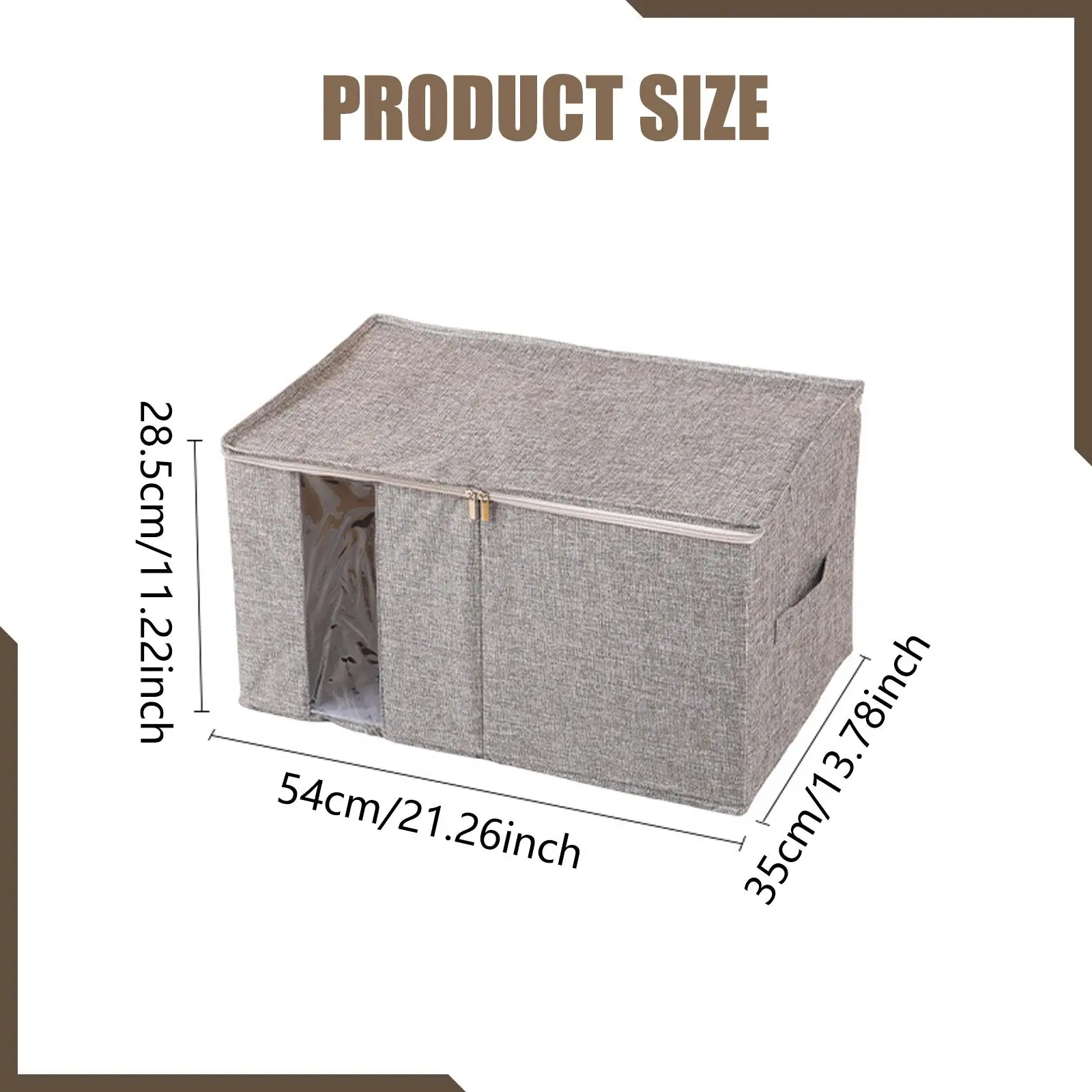 

Large Capacity Fabric Clothes Storage Bag Organizer with Zippered Window Space Saver for Blanket Bedroom Storage