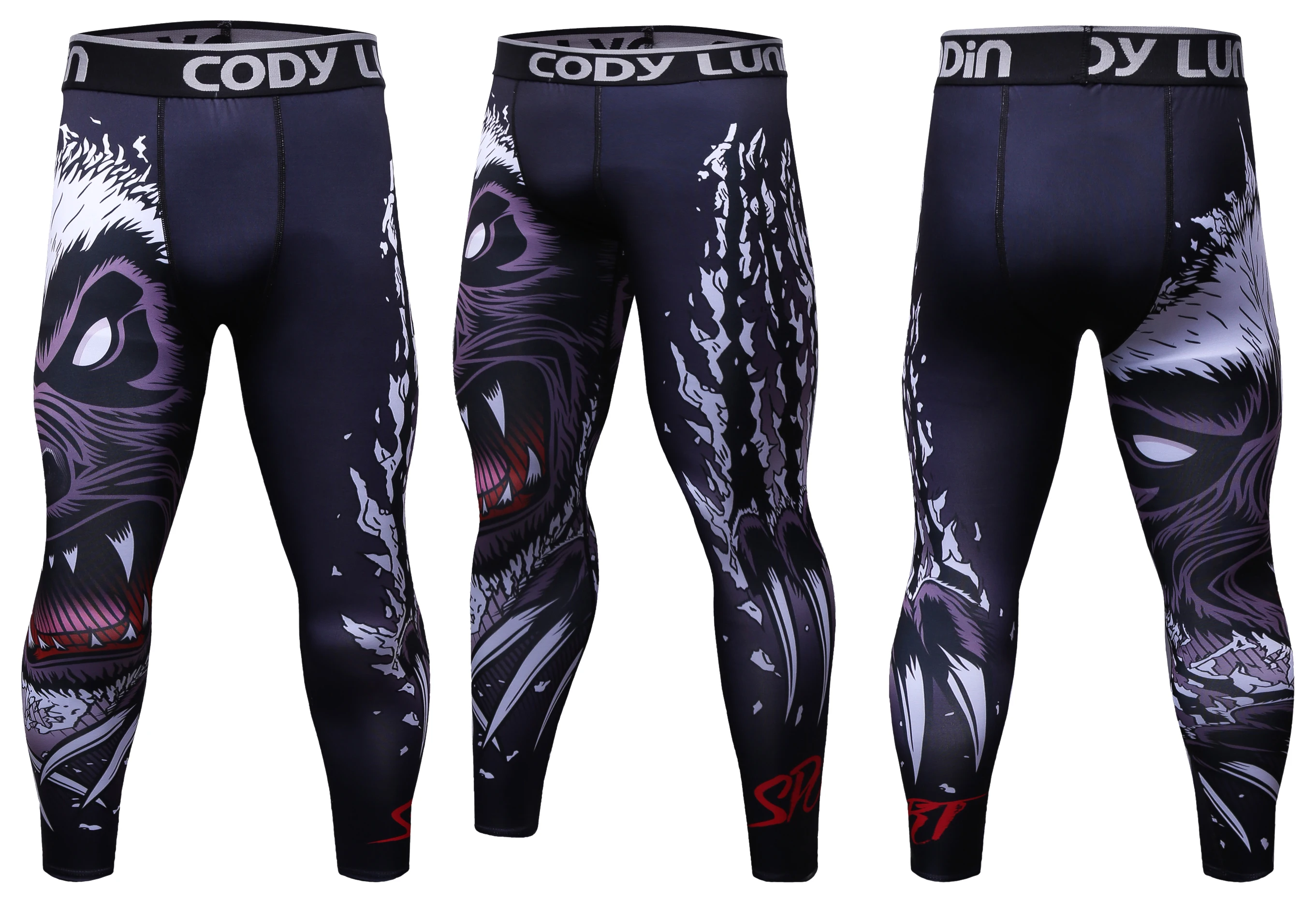 Black Cool Sports Style Cody Hiking Fitness Gym Leggings Spat for Men Workout Outdoor Fight Shorts Pants Mixed Martial Arts Wear