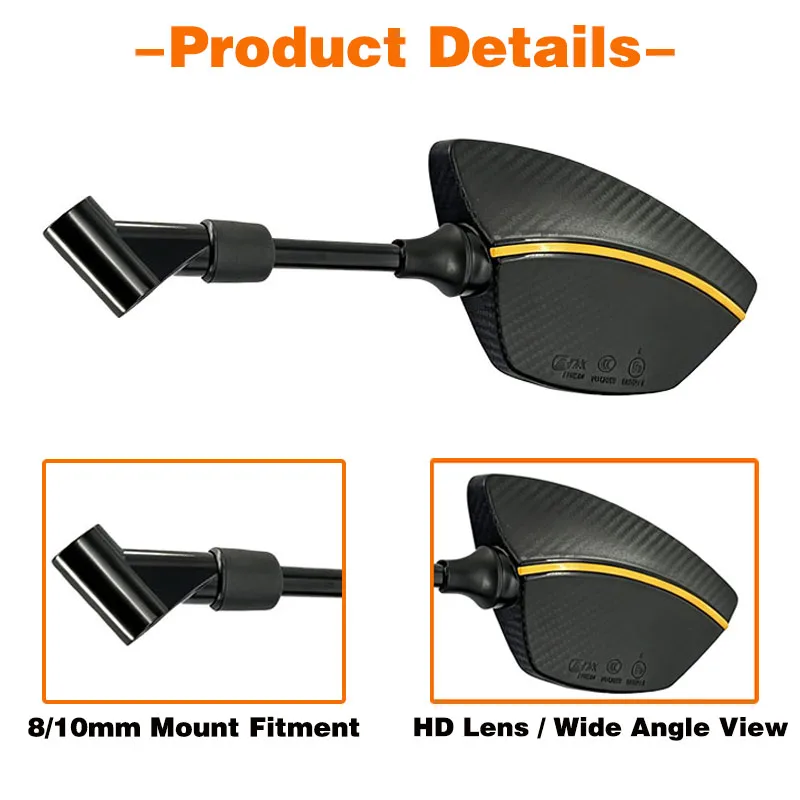 2 Stück universelle 8/10-mm-Motorrad-Rückspiegel für MT-03, MT-07, Z650, Z750, Z900 – konvexe Seitenspiegel. – Detail 5