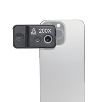 200X Mobile Phone Microscope Lens with LED/ UV Lights Built-in CPL Filter Phone Micro Lens for iPhone 16/15/14/13 Android Phone