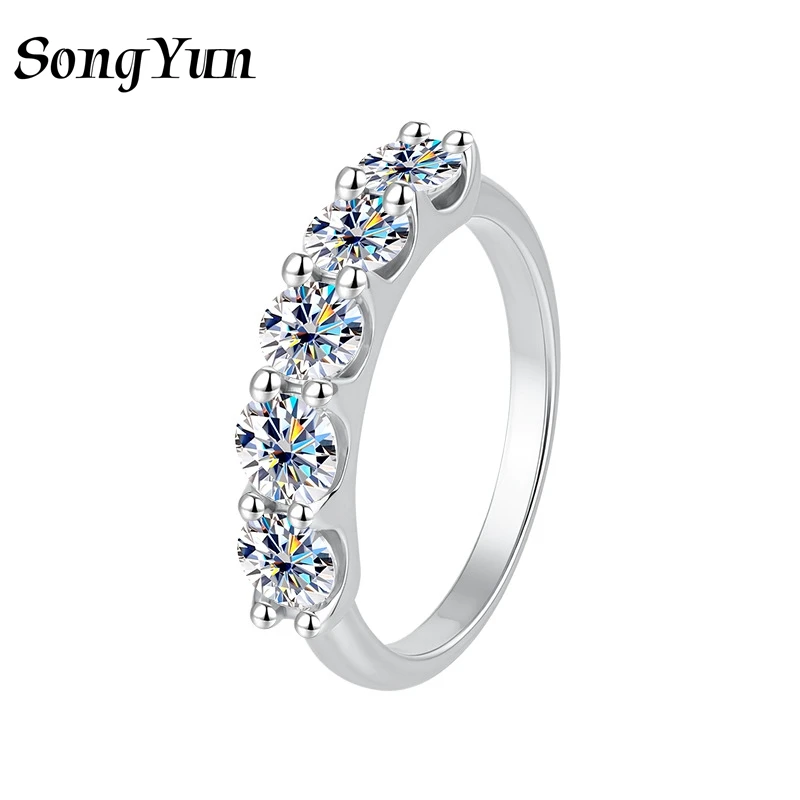 

SONGYUN Luxury Jewelry 925 Sterling Silver Ring D Color Moissanite Anniversary Ring for Ladies 18K Gold Plated MST Patent Rings