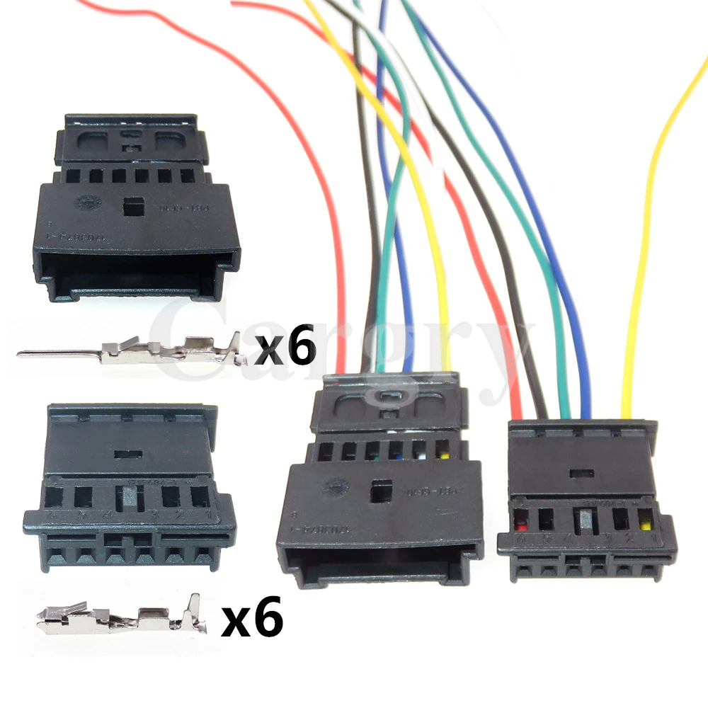 1 Set 6P Automotive Unsealed Connector Car Tweeter Audio Wire Socket AC Assembly 4B0971978B 1-1241370-3 1-1703874-1