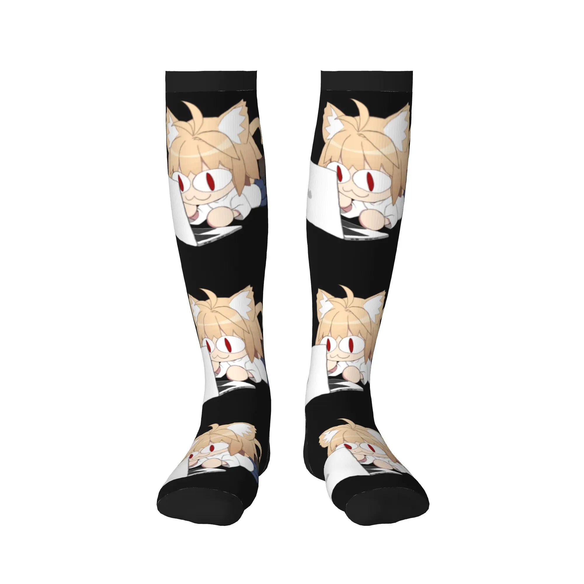 Neco Arc Cartoon Animated Cat Dress Socks for Men Women Warm Fashion Novelty  Sports Compression Socks view 2