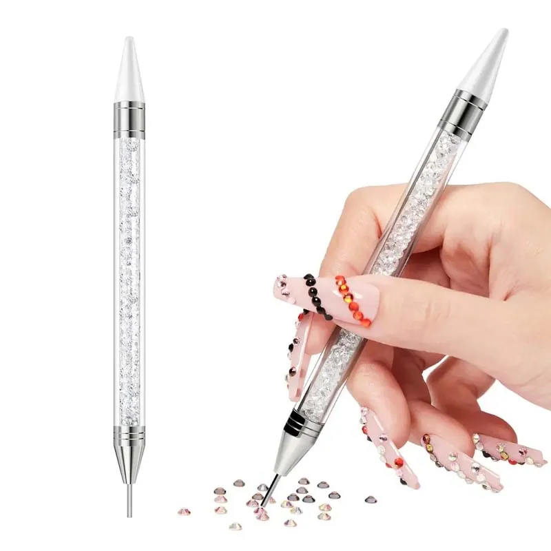 

1/4Pcs Nail Art Double Headed Diamond Crayon Set Detachable Replaceable Dual Head Point Drill Pen Sticky drill Nail Art Tool