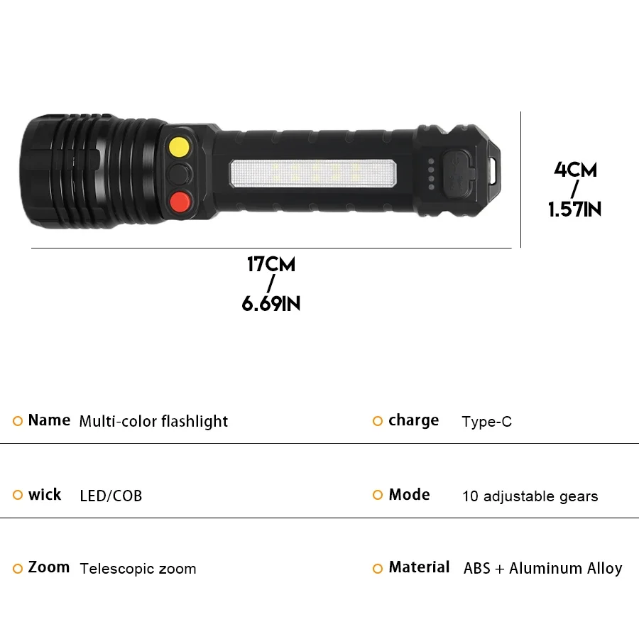 Powerful LED Flashlight USB Rechargeable Zoom Portable Torch Outdoor Waterproof Camping Fishing Emergency Lanterns Flashlights