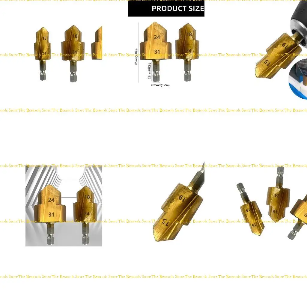 

12PF 3Pcs Lifting Stepped Drill Bit Hexagon Shank Water Pipe Connection Tool 20/25/32mm Woodworking Reamer Chamferer