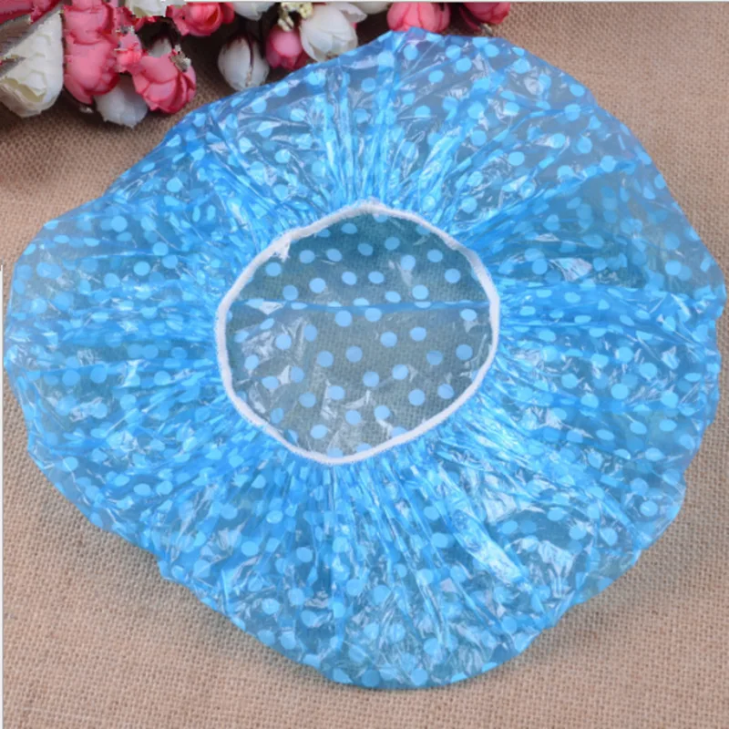 Hot Sale 6pcs/set Clear Disposable Plastic Shower Caps Large Elastic Thick Bath Beanie Women Spa Bathing Accessory