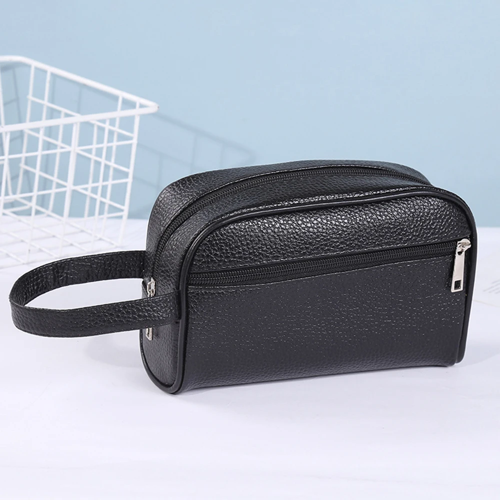 Leather Cosmetic Bag Waterproof Organizer Toiletry Handbag Woman Men Wash Pouch Casual Portable Travel Makeup Bag Bags