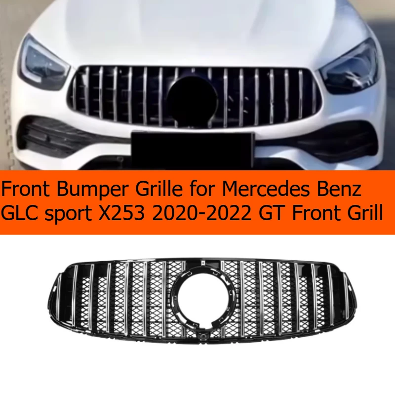 Front Bumper Grille for Mercedes Benz GLC Sport X253 2020-2022 GT Front Grill