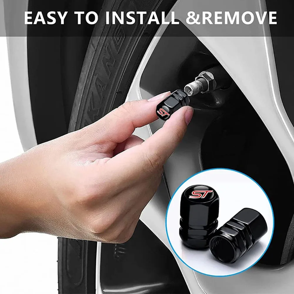 4Pcs/set High Quality Car Valve Caps Stem Case Covers For ST Line Accessories Wheel Valve Dust Caps Tyre Rim Stem Cover