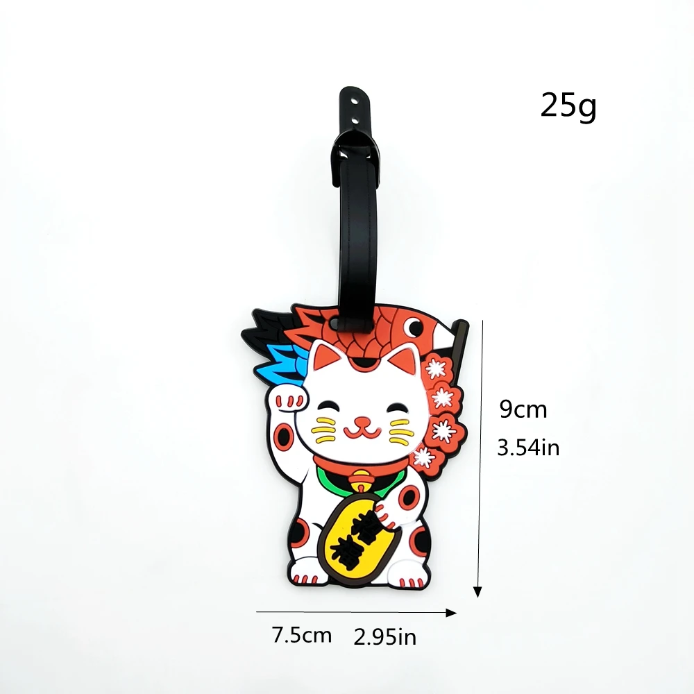 2pcs Cute Wealth Cat Luggage Tag Pendant for Travel and Business at Airports, Luggage Bag Loss Prevention Tag for Men and Women