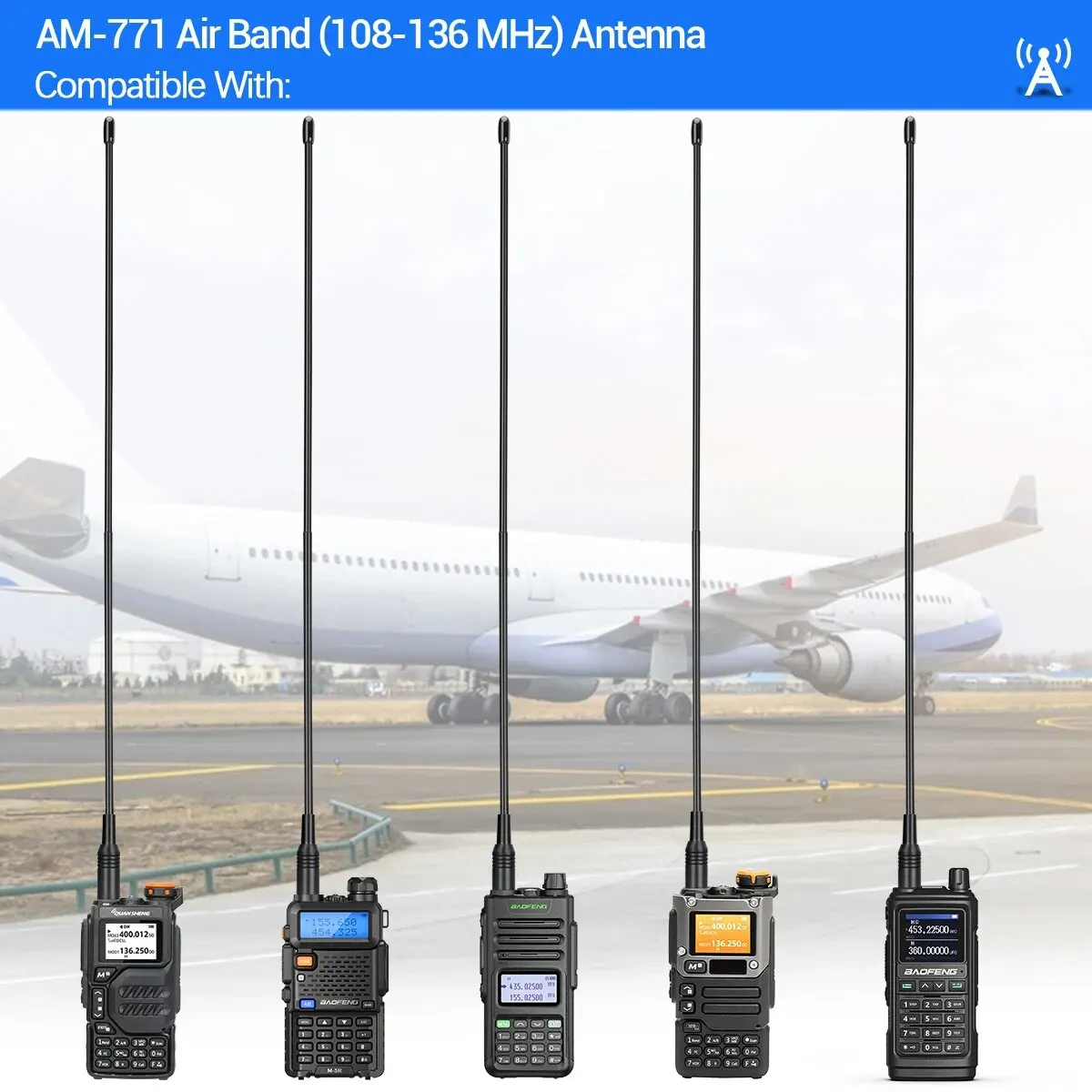 AM-771 Antenna Full Band 108-136Mhz For Quansheng UVK5 UVK6 UV5R Plus Baofeng M5R UV17M UV13M Rt-830 Walkie Talkies