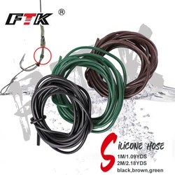 FTK 1M/2M Fishing Tube Green/BLACK/BROWN Soft Silicone Fishing Sleeves Fishing Rig Hook Line Pipe fishing Tackle Tool