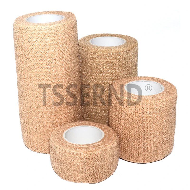 1Rolls Medical Adhesive Bandage Elastic Breathable Sports Self Adhesive Tape Beige Wrap Finger Tape For Wrist Ankle First Aid