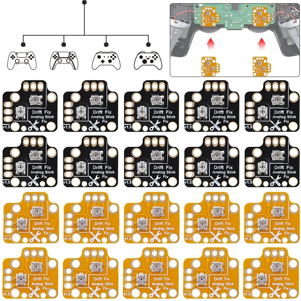 10PCS Gamepad Joystick Drift Scheda di riparazione Controller Analogico Thumb Stick Drift Fix Mod per PS5 PS4 Xbox One/Serie S/X,B YDH