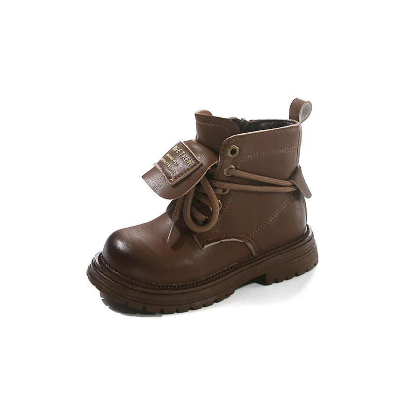 

Children's Martin Boots Autumn and Winter 2024 New Brushed British Style Single Boots Fashion Casual Medium and Large Children's