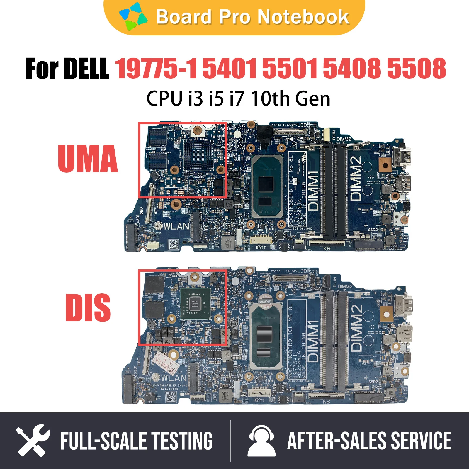 

Laptop Motherboard For DELL 5401 5501 5408 5508 0N03X9 085C41 19775-1 Notebook Mainboard CPU with i3 i5 i7 10th Gen MX330 2G