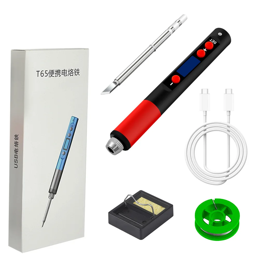 ANSIKI T65 ポータブルはんだごて 9-20V 65W 180-500 ° 温度調節可能なDIY溶接修理ツール、携帯用溶接キット