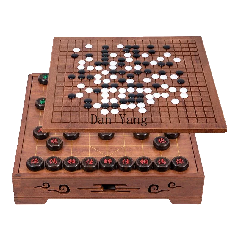 

YJ large solid wood chess Go backgammon all-in-one mahogany sandalwood puzzle chess table board