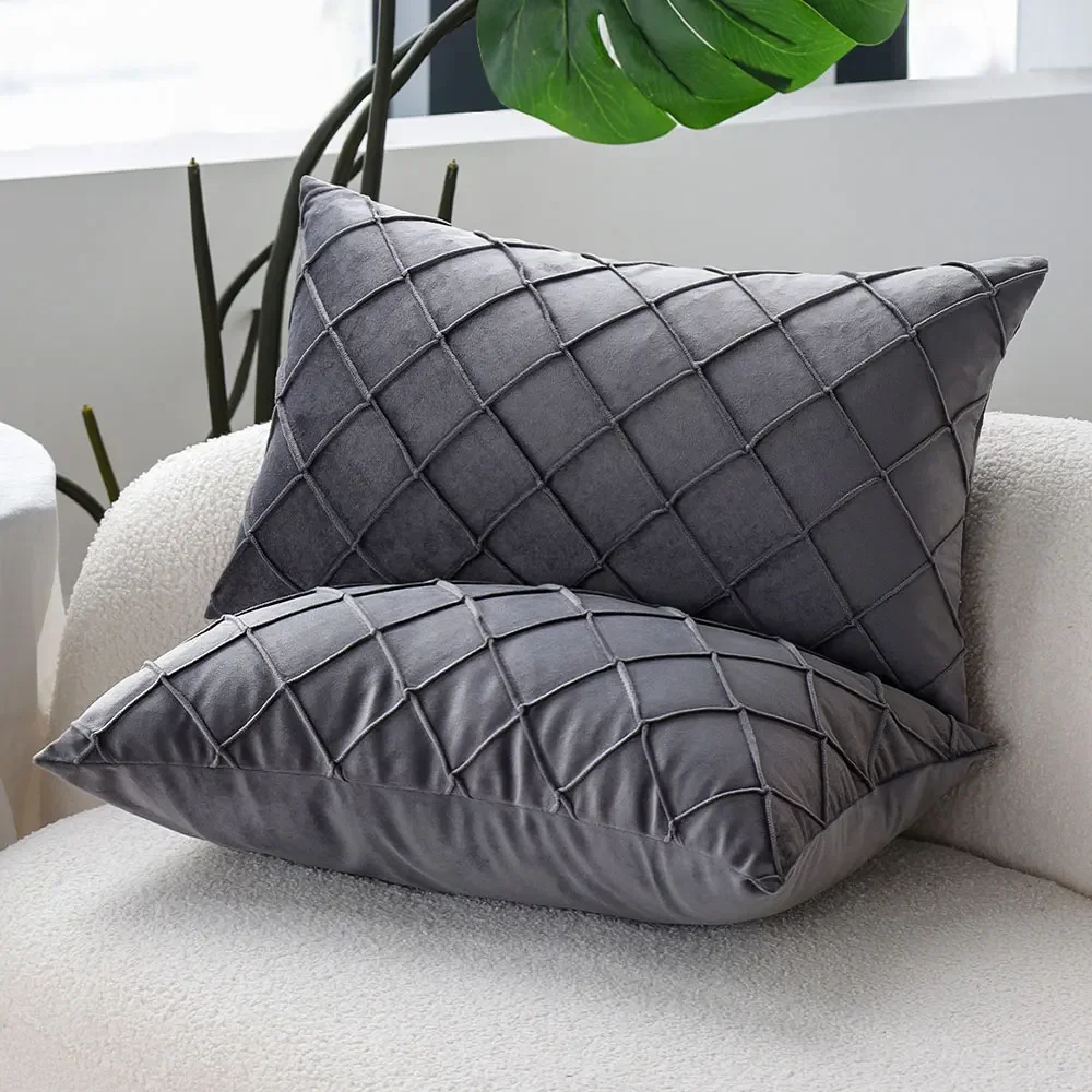 Gray Cushion Cover for Sofa Living Room 30x50 Pillow Cover Soft Velvet Bedroom Pillowcase Home Decor Nordic Style Funda Cojin