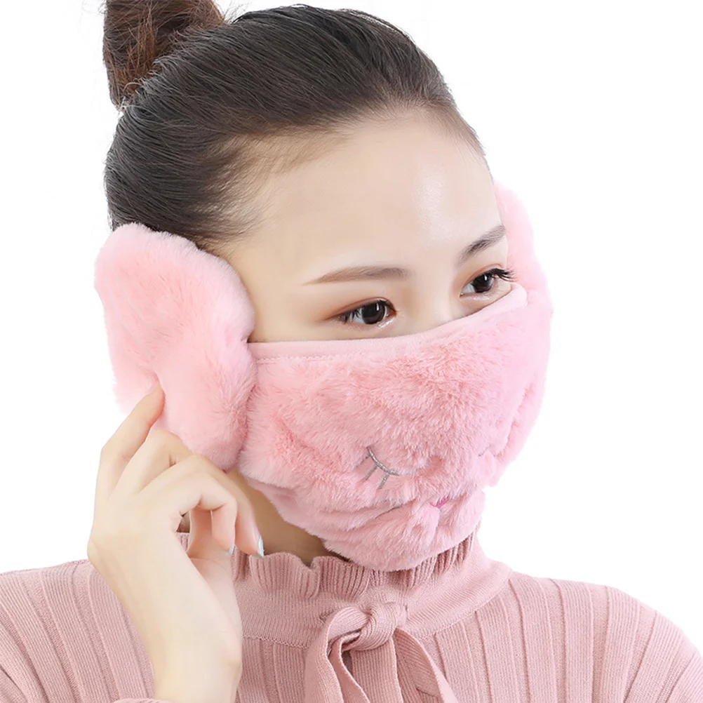 

5 Pcs Ear Protection Mask Cat Patterned Cycling Winter Half Face Thicken Mouth 2 1