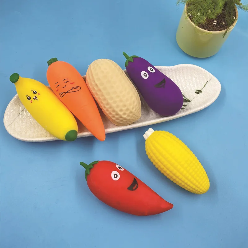 10 pz TPR simulazione verdure frutta Squishy Banana carota melanzana pepe bambini adulti Anti Stress decompressione Vent Toys