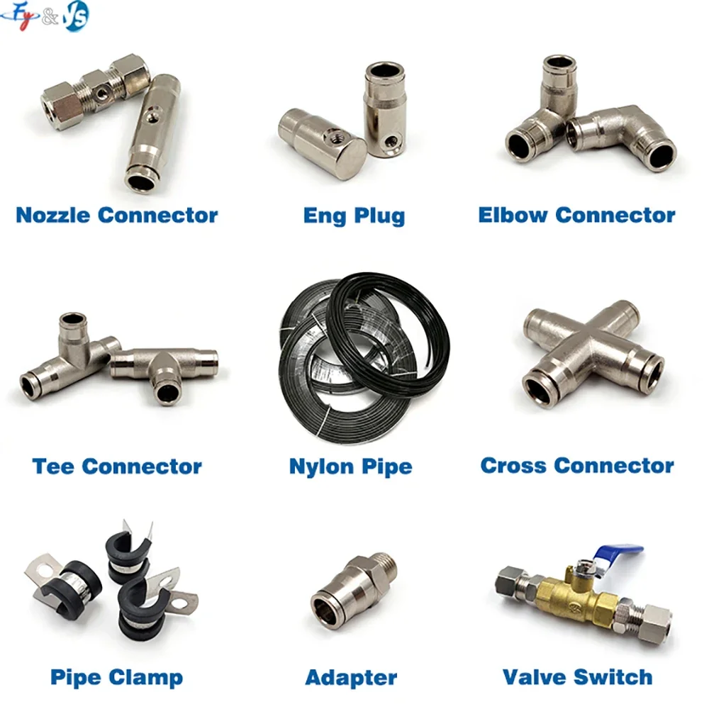 High Pressure Fog Machine Fittings Mist Fog System Irrigation Hose Fitting Quick Connector Misting Nozzles 6.35mm 9.52mm 12.7mm