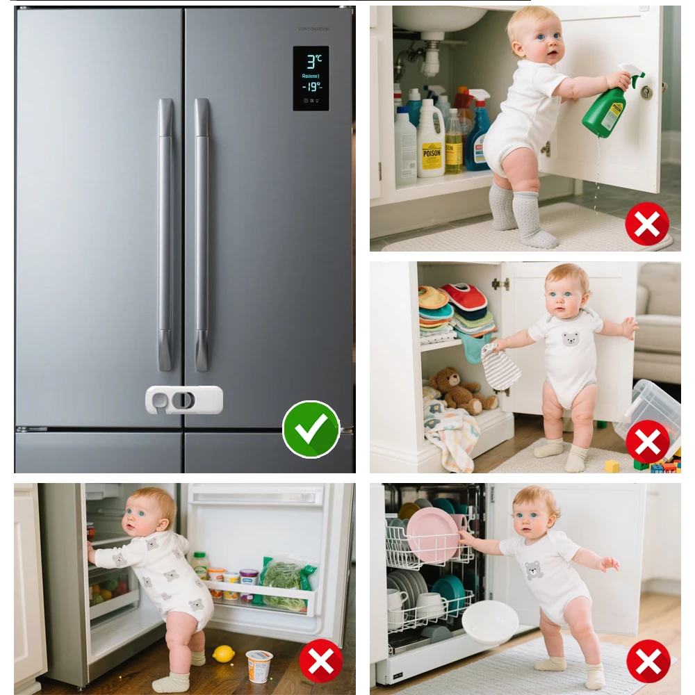 1/2/3/5 stücke Kind Sicherheit Schrank Schloss Sicherheit Schutz Hause Kühlschrank Sicherheit Schnalle Baby Anti-Prise hand Schublade Türschlösser – Detail 9
