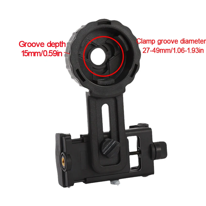 Universal Phone Adapter Bracket Clip Rotary Clamp Support Eyepiece Dia 27-49mm for Binocular Monocular Spotting Scope Telescope