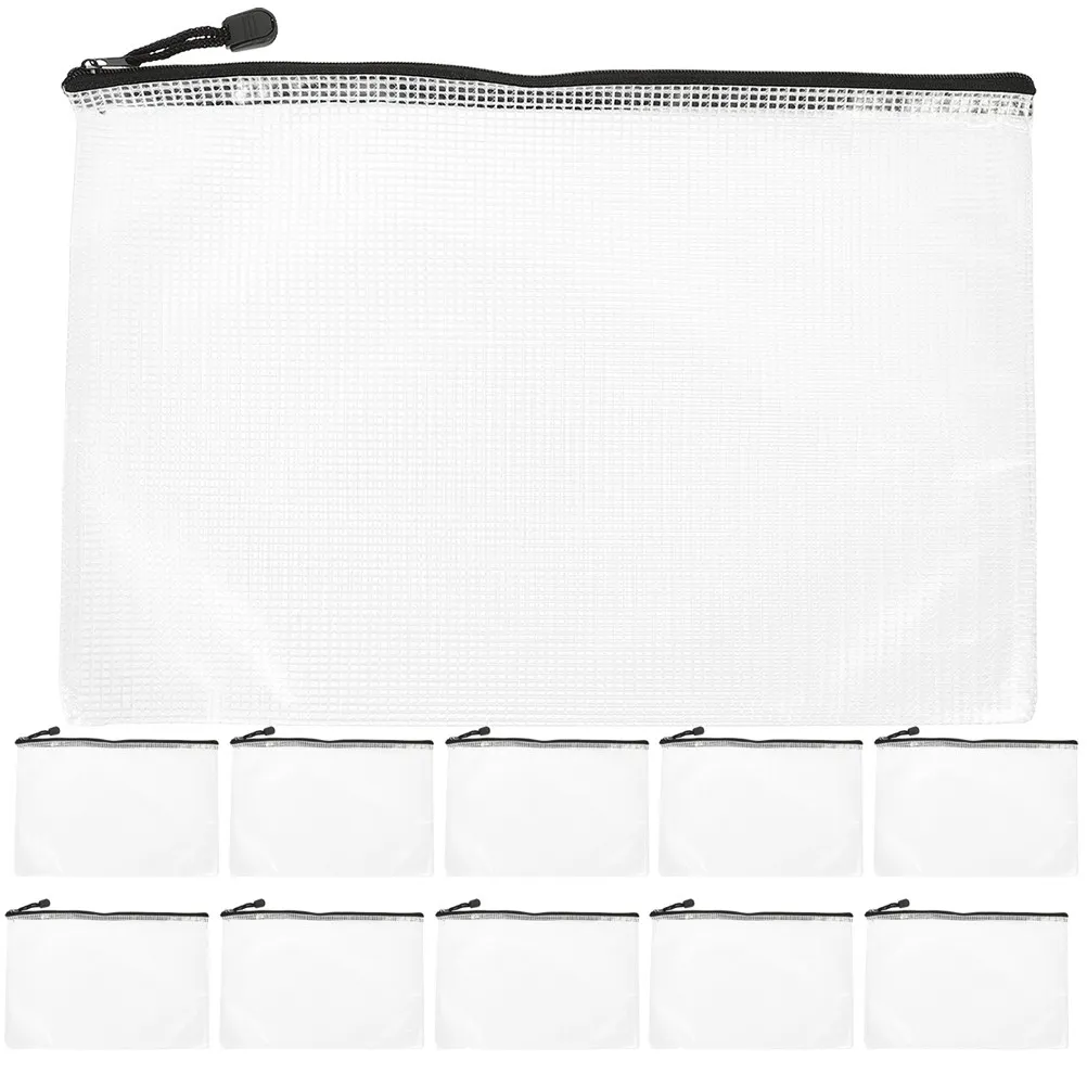 15pcs-black-mesh-zipper-pouches-premium-pvc-document-organizer-for-students-teachers-office-stationery-storage-file-pouch