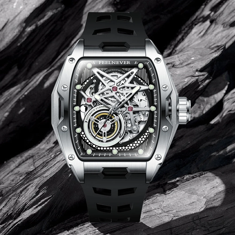 

FeelNever Hollow Men's Mechanical Watches 2025 Top Luxury Tourbillon Automatic Watch For Men Luminous Sapphire Waterproof Sports