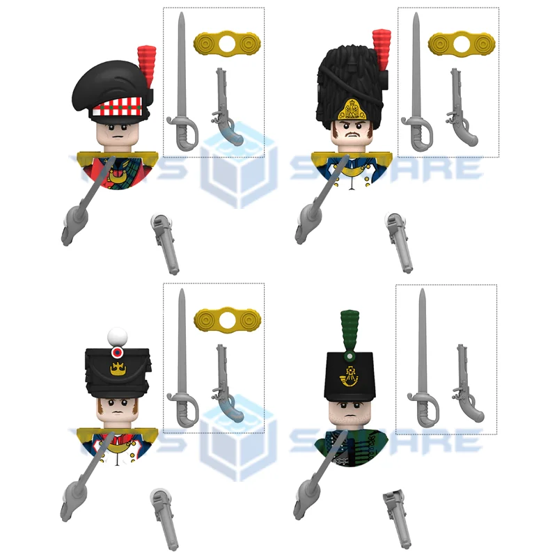 The Medieval Highland French Infantry Old Guard Grenadiers 95th Regiment Officer Model Blocks MOC Bricks Set Toys N013-N016